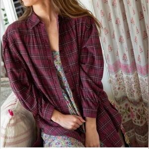 NATURAL LIFE Burgundy Plaid Tunic